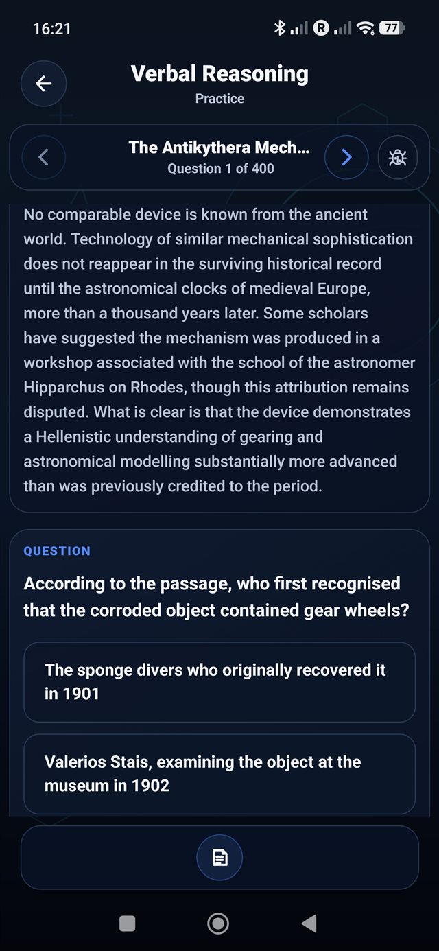 UCAT Genius Verbal Reasoning practice question